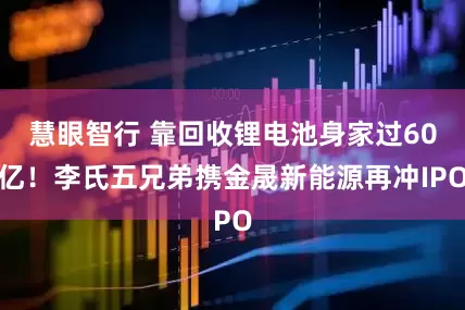 慧眼智行 靠回收锂电池身家过60亿！李氏五兄弟携金晟新能源再冲IPO