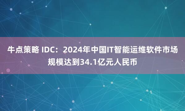 牛点策略 IDC：2024年中国IT智能运维软件市场规模达到34.1亿元人民币